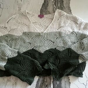 Miami Green and White Women's Sweater